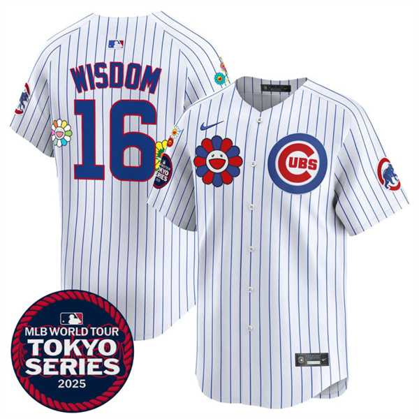 Men%27s Chicago Cubs #16 Patrick Wisdom White 2025 Tokyo Series Limited Stitched Jersey Dzhi